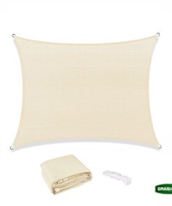 Πανί Σκίασης Τετράγωνο Εκρού Grasher με Κρίκους